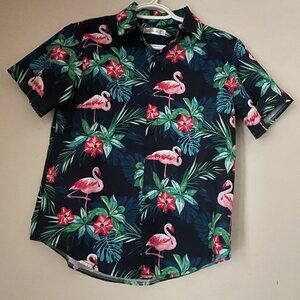 Flamingo Tropical Button Up Shirt